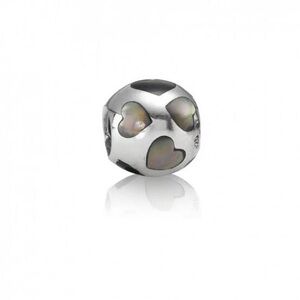 PANDORA Love Me Heart Charm 790398MPB 925 ALE Black Mother Of Pearl Retired Bead